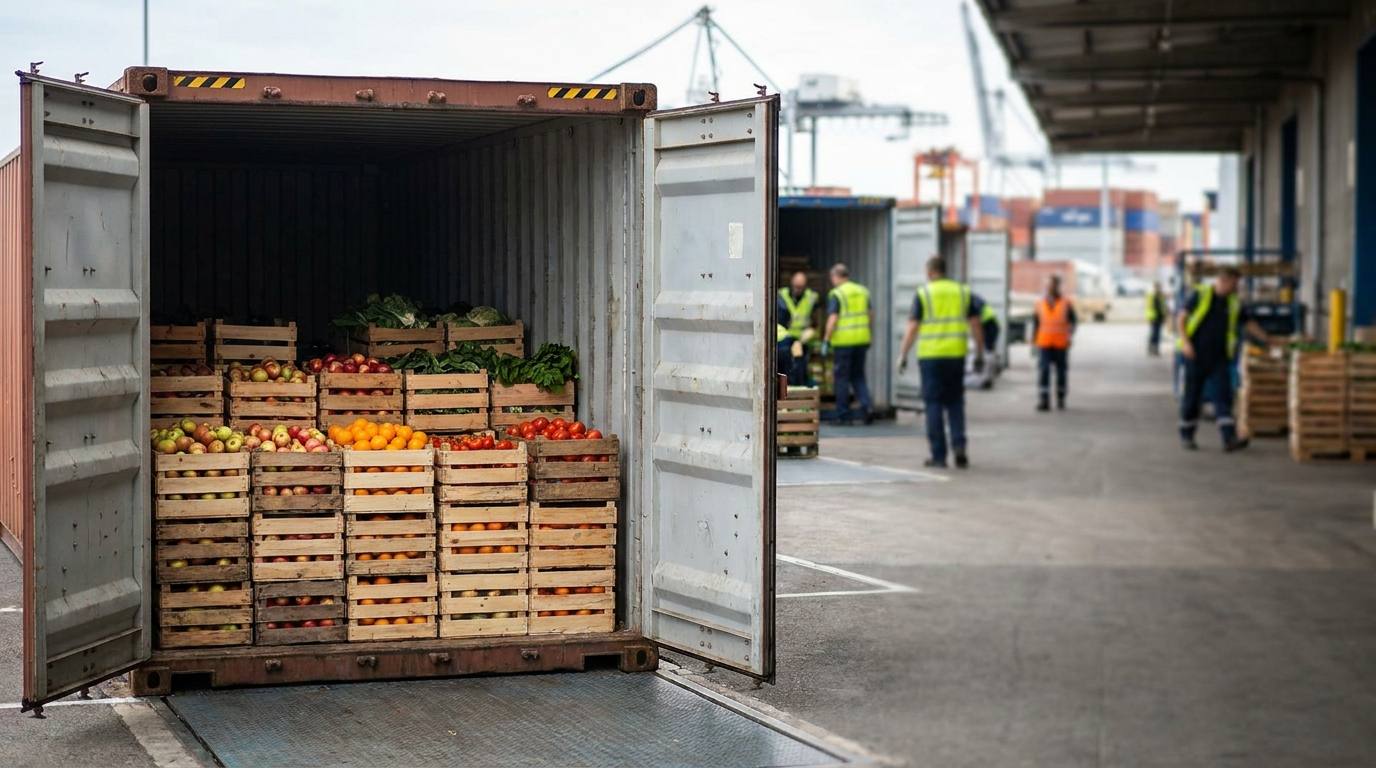 Container being unloaded