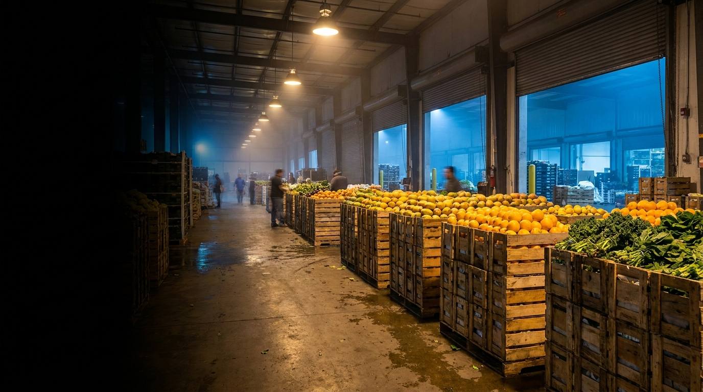 The market floor before dawn